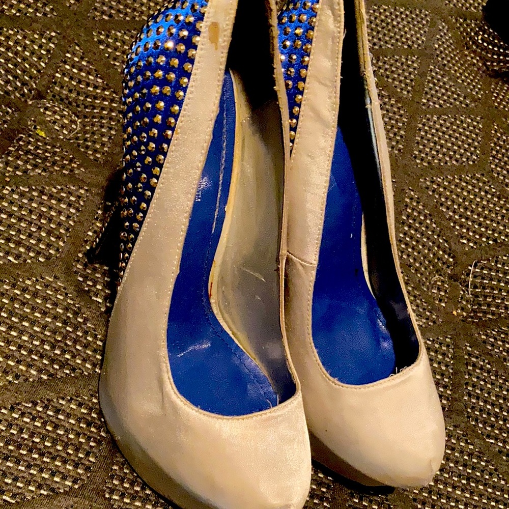 Worn once silver bd blue with bling